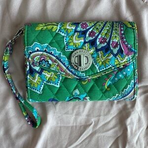 Vera Bradley Quilted Green Paisley wristlet